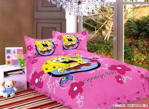 Постельное белье Губка Боб сатин (розовый)