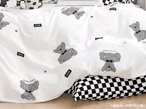 Постельное белье Twill сатин TPIG-1757 (мишка в клетку) фото 3